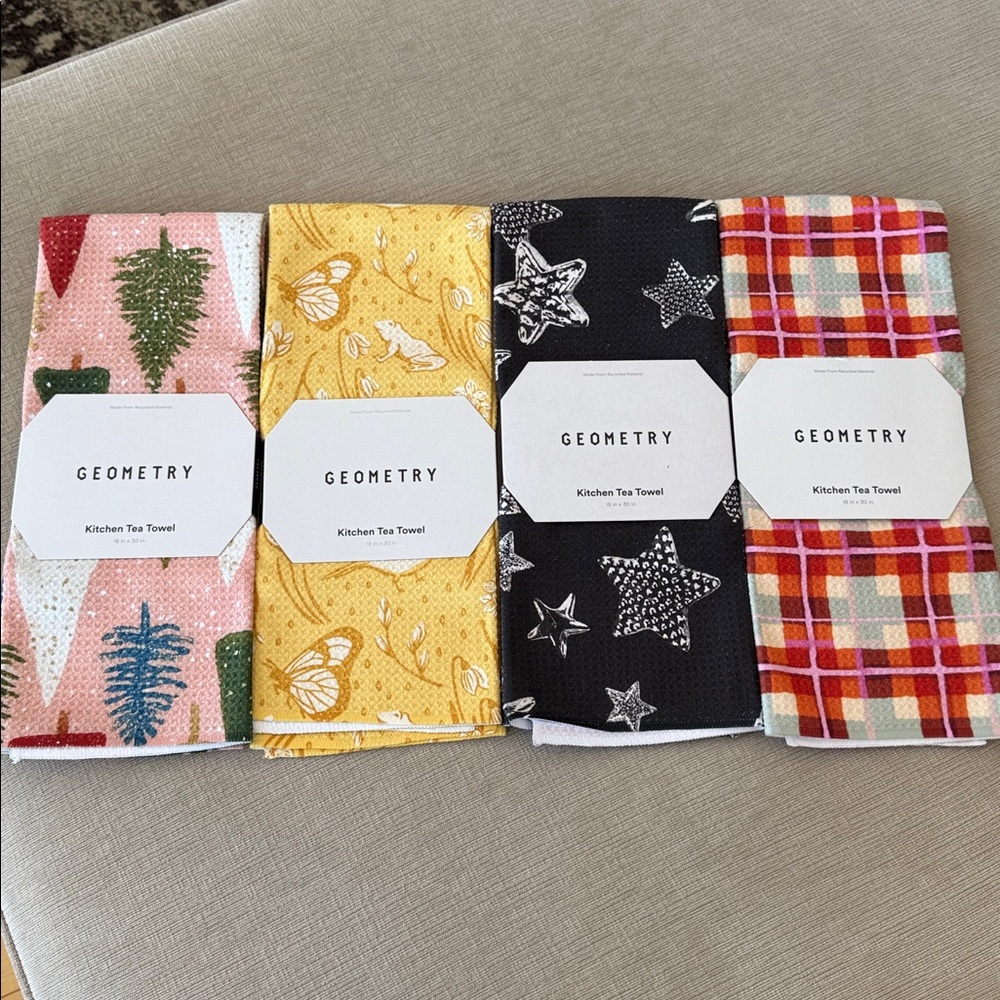 Set of 4 Geometry Kitchen Tea Towels